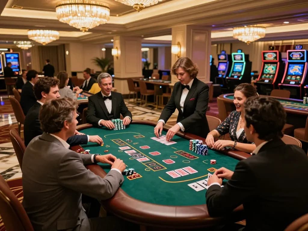 Players engage in thrilling blackjack game at CO88 casino, showcasing chips and cards.