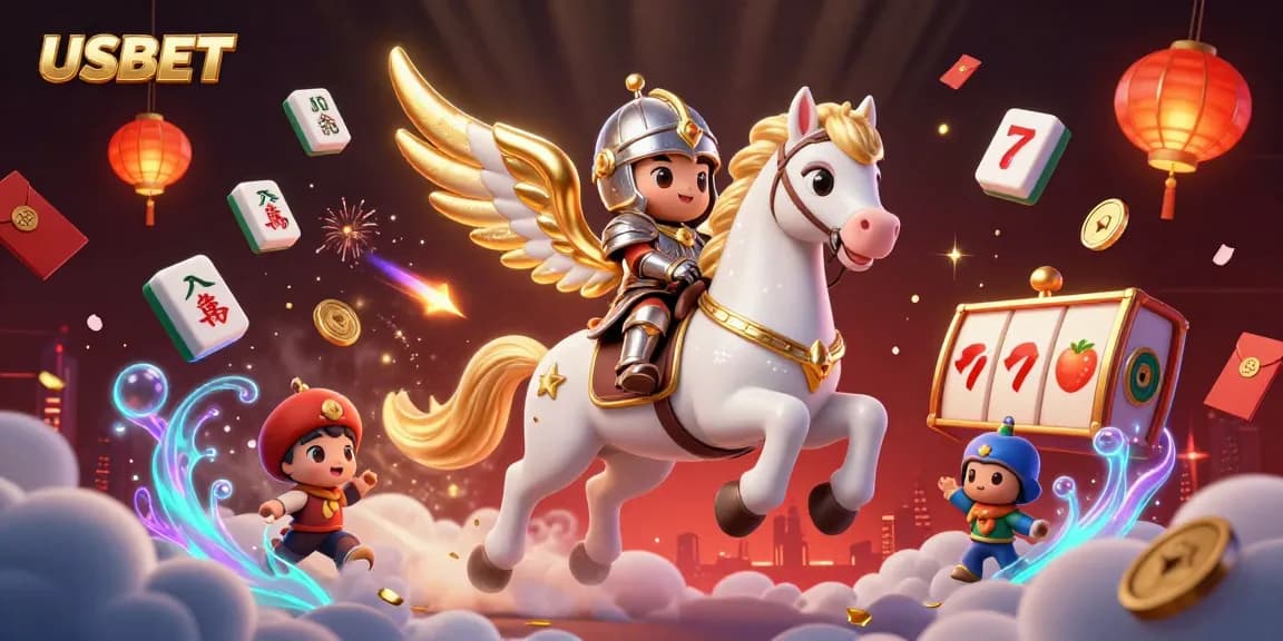 Engage with USBET through a vibrant 3D illustration showcasing celestial elements and dynamic casino motifs.