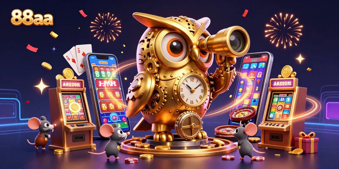Engage with thrilling 88aa casino excitement in a richly detailed 3D illustration filled with vibrant slot games.