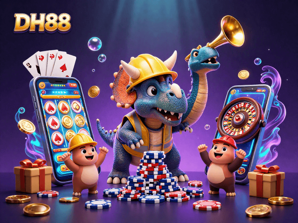 Experience thrilling gaming action at DH88 with colorful slot games and interactive casino elements.