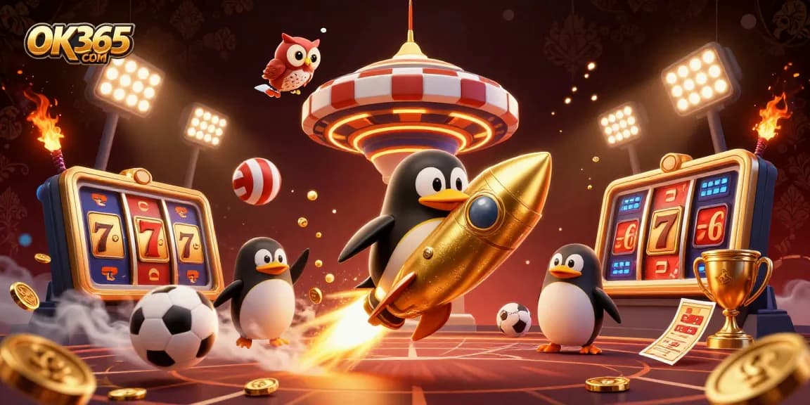 Experience thrilling adventures with OK365 COM in this vibrant casino galaxy illustration.