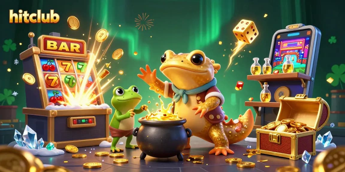 Hitclub celebrates excitement with a golden salamander alchemist and a vibrant casino scene full of treasures.