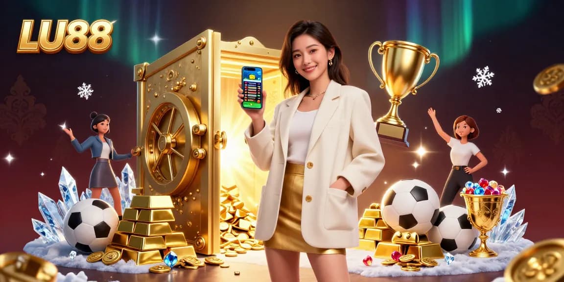 LU88 sports betting app scene featuring an Asian woman and dynamic casino elements.