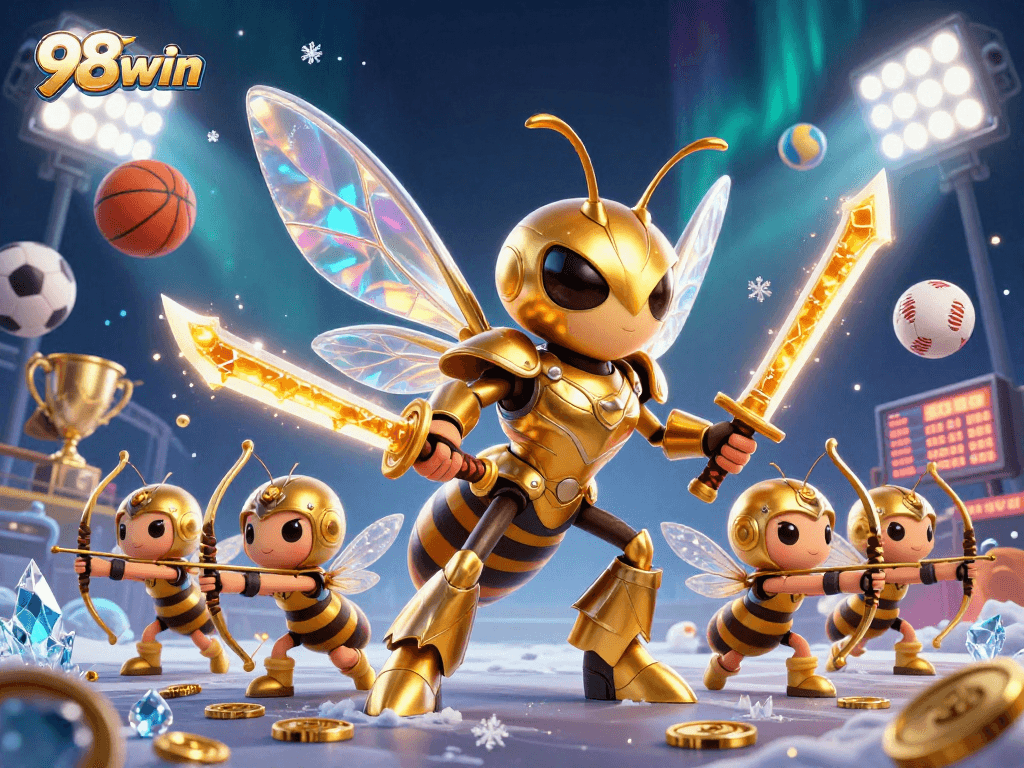 Join the excitement at 98win, where the golden hornet and bee archers create interactive gambling experiences.