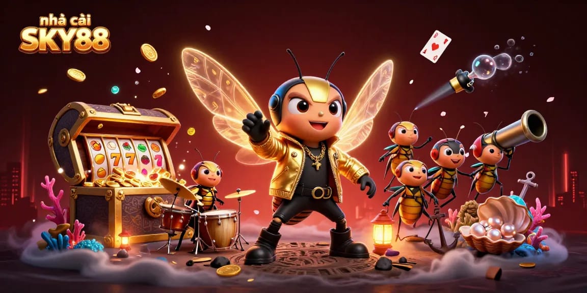 Experience thrilling gaming action with nhà cái SKY88 in a vibrant casino scene.