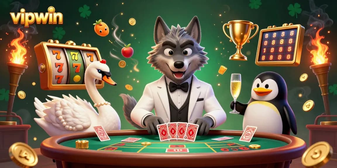 Experience exciting gameplay with vipwin at a baccarat table alongside vibrant casino symbols and moments.