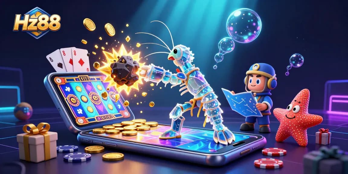 Experience thrilling excitement at Hz88 with our vibrant 3D casino illustration featuring epic gaming elements.