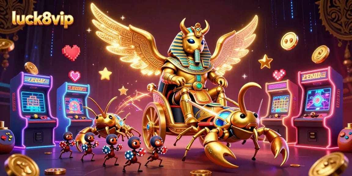 Experience luck8vip with innovative gaming features as a golden scarab and scorpions lead the way.
