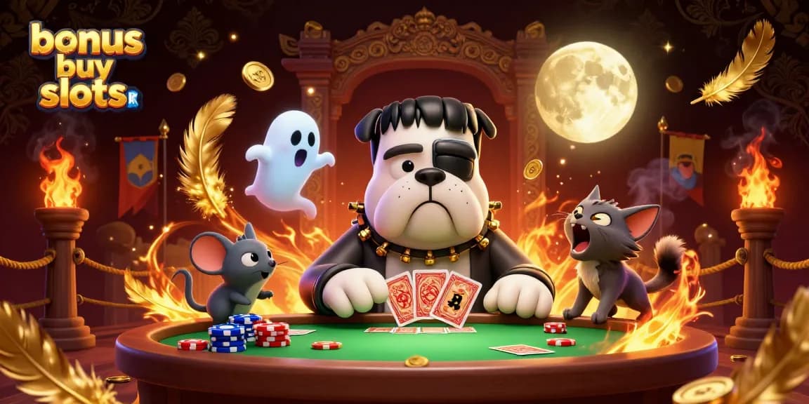 Engage with bonus buy slots uk in a dynamic, vibrant casino scene featuring entertaining characters.