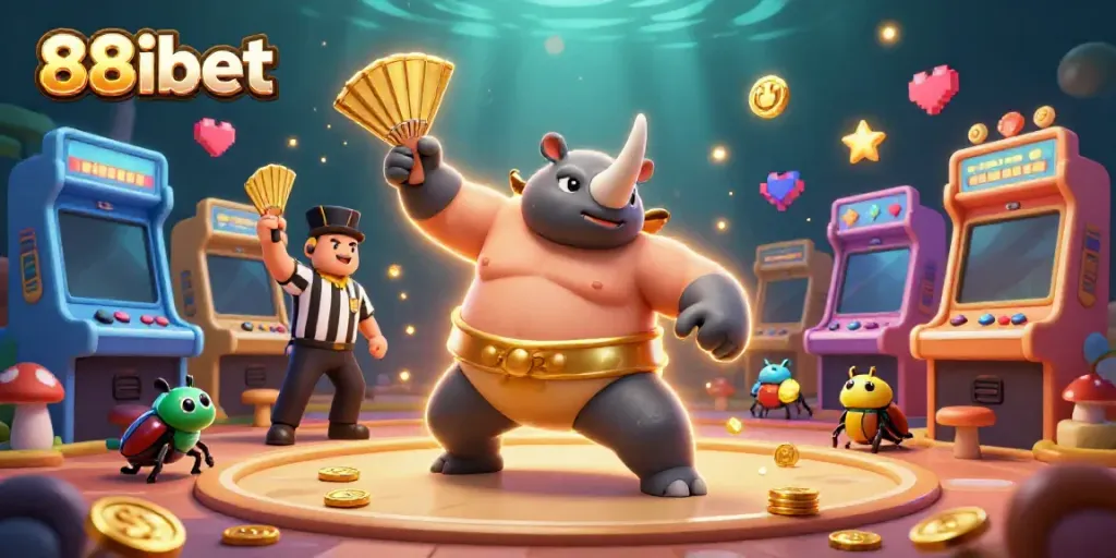 88ibet's fun cartoon beetle-themed illustration showcases exciting gaming action with vibrant colors and dynamic elements.