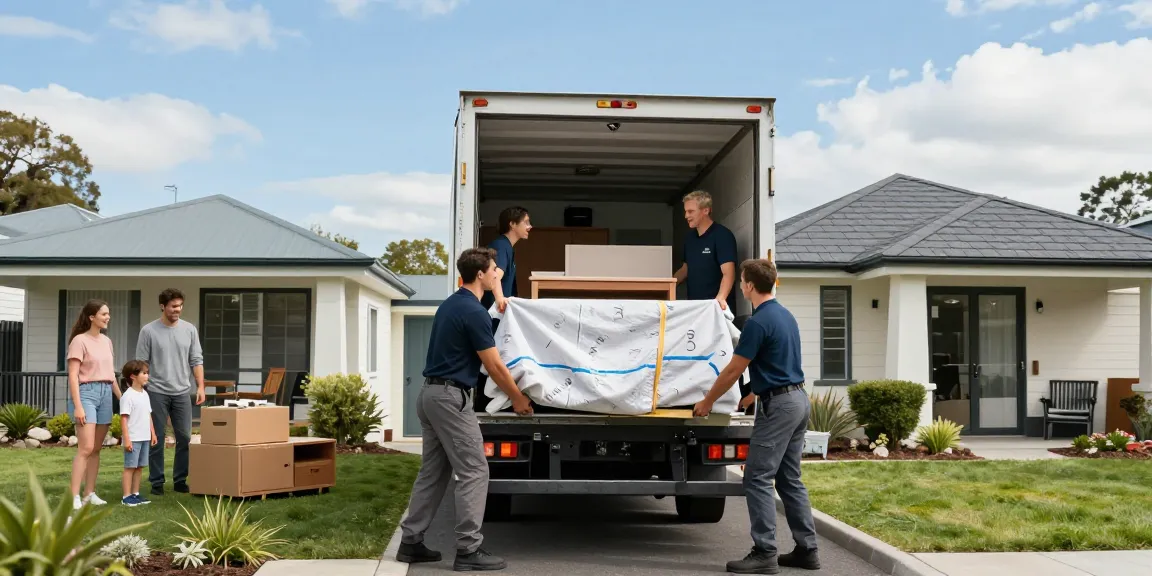 House movers Tauranga loading furniture into a truck, showcasing a caring and professional moving service.