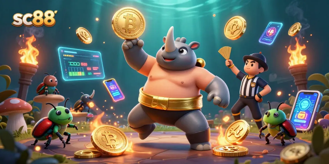 Engage with exciting sc88 slot adventures featuring a vibrant sumo beetle champion.