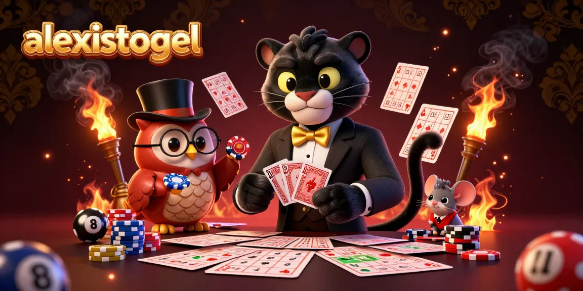 Experience the excitement of alexistogel with 3D characters in a dynamic lottery and bingo scene.