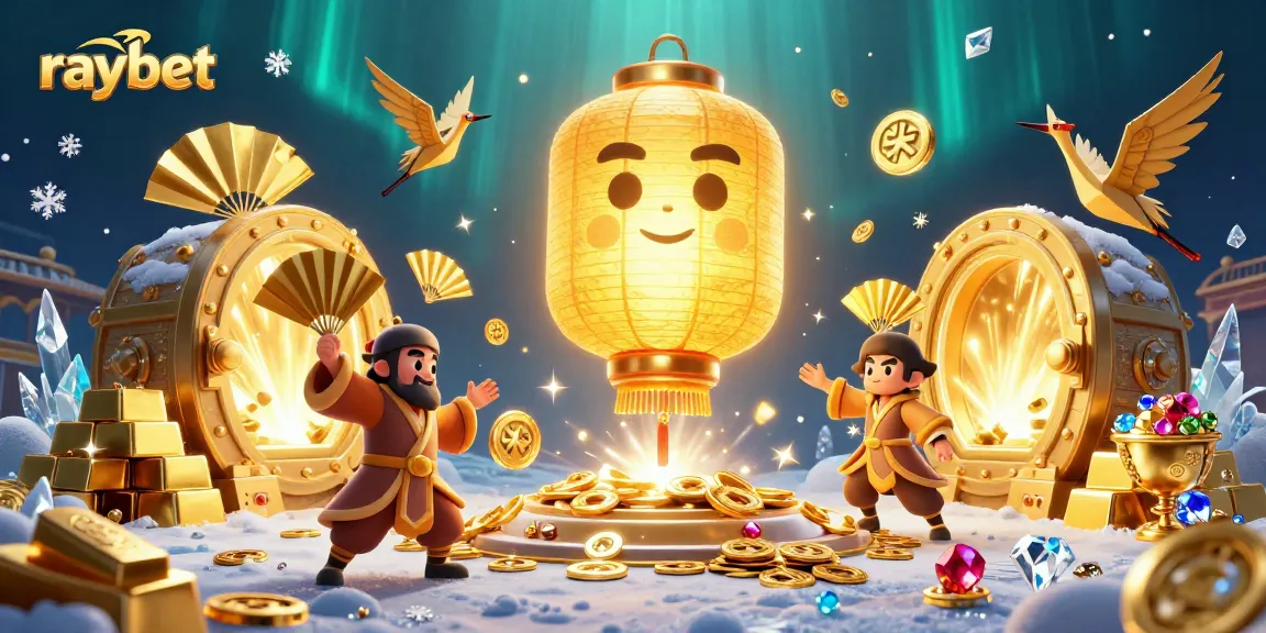 Experience thrilling casino action with raybet featuring a vibrant 3D illustration of lucky symbols and treasure.