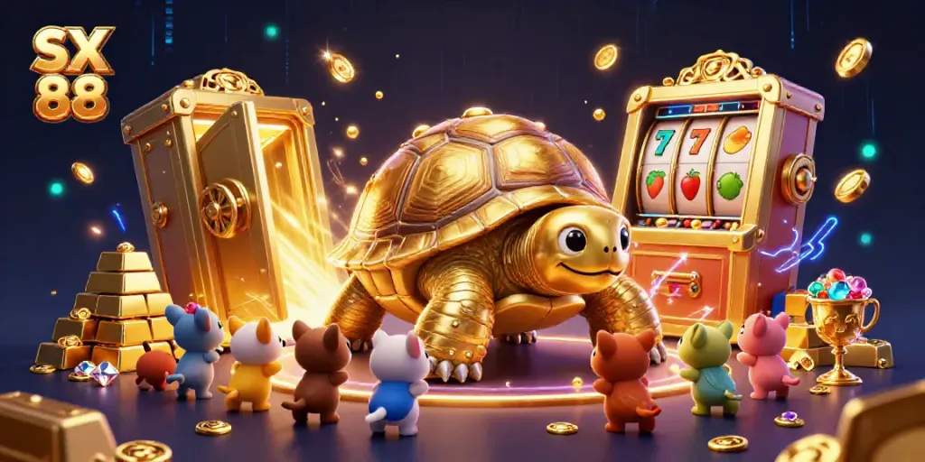 Experience fun with the SX 88 and treasure in a vibrant gambling-themed 3D illustration.