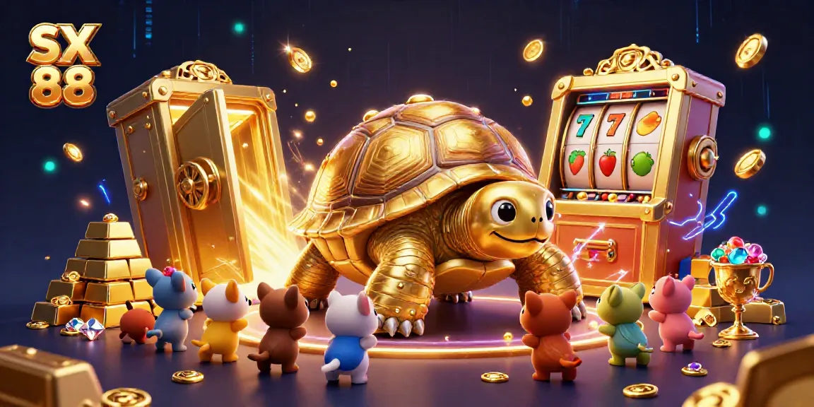 Experience fun with the SX 88 and treasure in a vibrant gambling-themed 3D illustration.