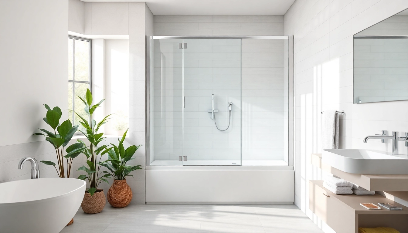 Duschkabine 100x100 Pendeltür in modernem Badezimmer-Design mit eleganten Oberflächen.