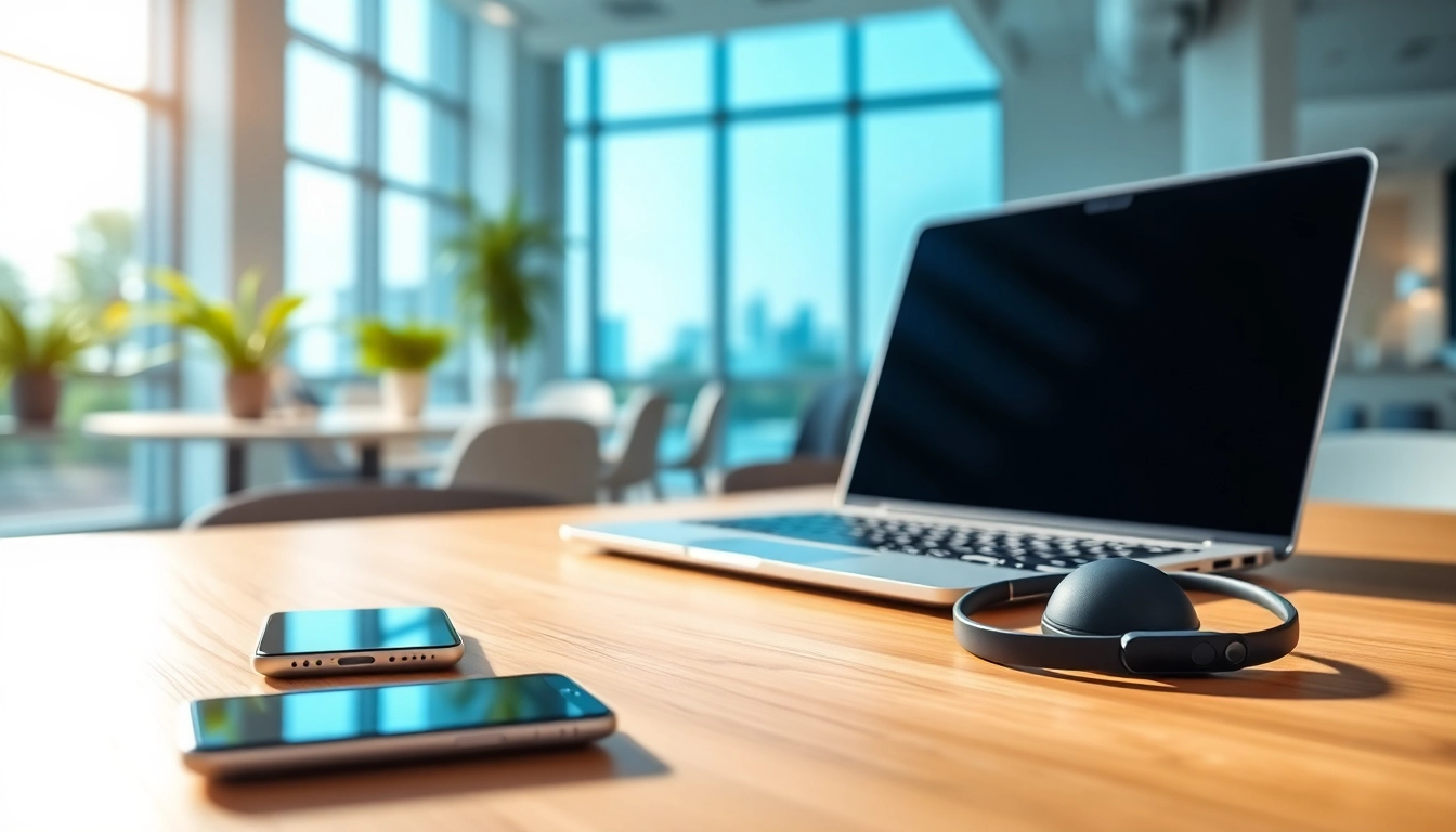 Modern cloud phone system setup enhancing communication in a professional workspace.