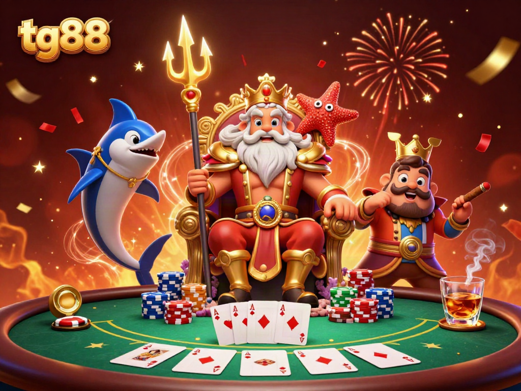 Experience the excitement of tg88 with neon-themed poker royalty, colorful chips, and vibrant confetti.