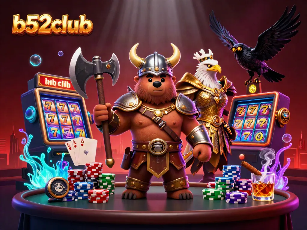 Experience thrilling gameplay at b52club with vibrant slot reels and dynamic casino atmosphere.