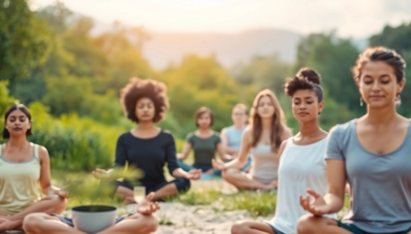Meditation session promoting mental wellness in a serene natural environment.