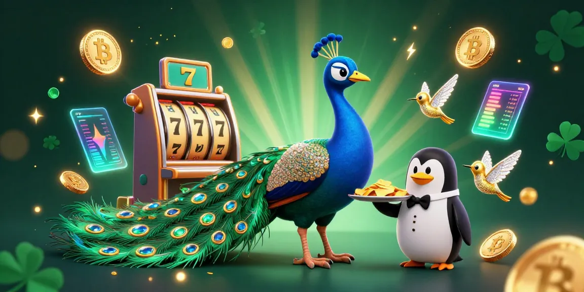 Bet at UU88 with a glamorous scene featuring a peacock, penguin, and hummingbird surrounded by casino elements.