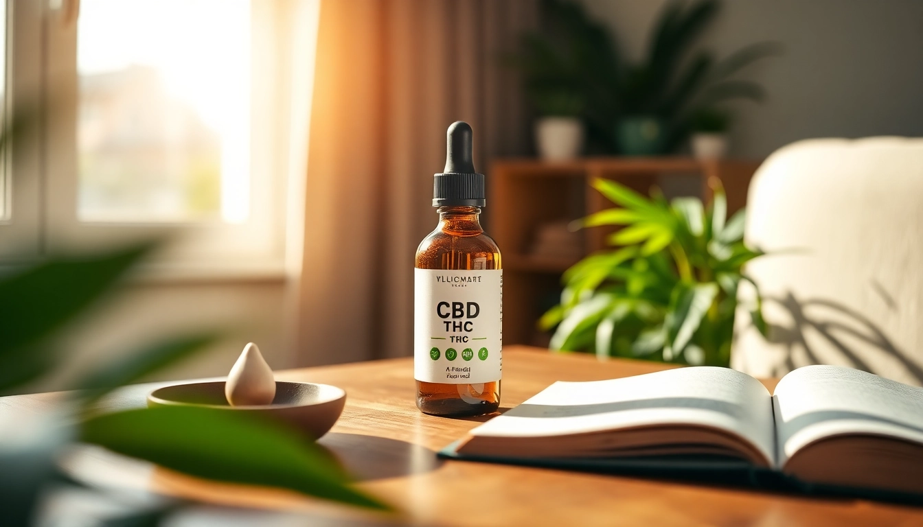 Promote CBD oil with THC UK in an inviting home setting, showcasing wellness and natural healing.