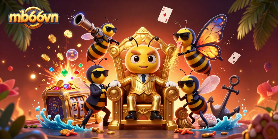 Experience excitement with mb66vn in this vibrant casino illustration showcasing slot reels and game characters.