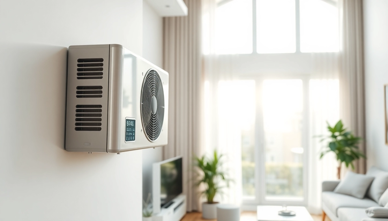 Mini split ac unit installed in a stylish living room, offering energy-efficient climate control.