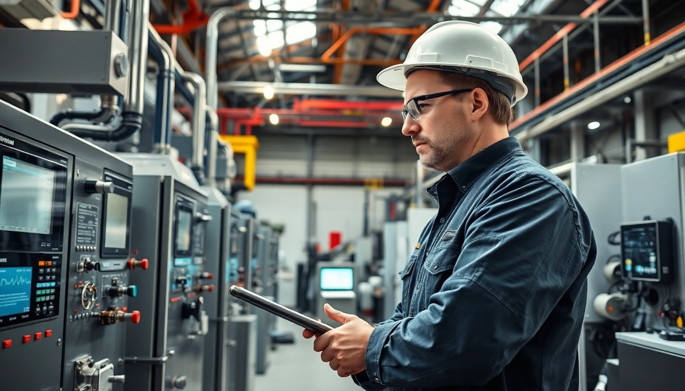 Demonstrating Vibration Control systems in an industrial workspace with advanced machinery.