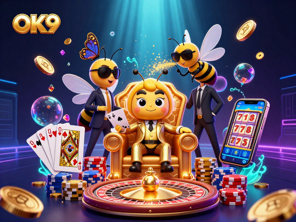 Experience the thrill of casino betting with OK9's thrilling 3D mob boss scene, showcasing excitement.