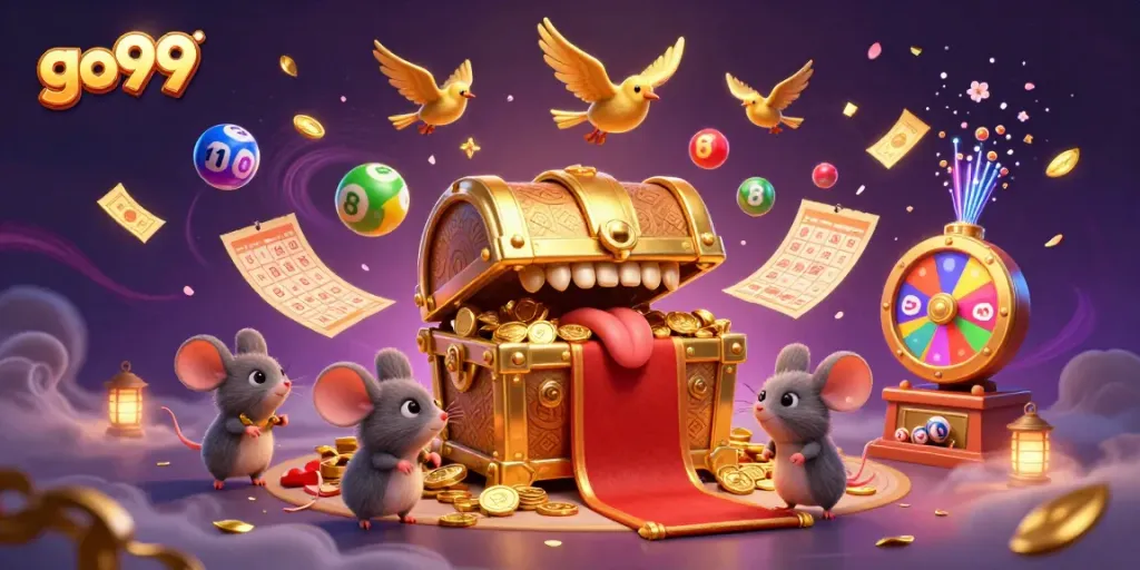 Experience the thrill of go99 gaming with vibrant lottery elements and a rich, dynamic scene.