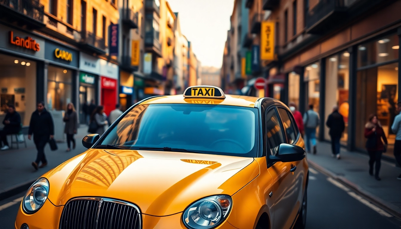 Minicabs available in a lively urban setting, showcasing convenience and fast service.