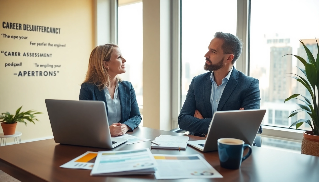 How to find my perfect career with a career coach in a bright office setting.