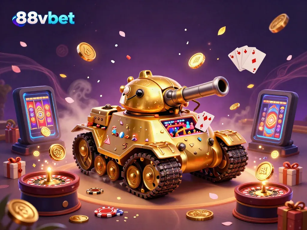 Engage with the thrilling 88vbet casino universe featuring a dynamic golden beetle tank filled with casino fun and excitement.