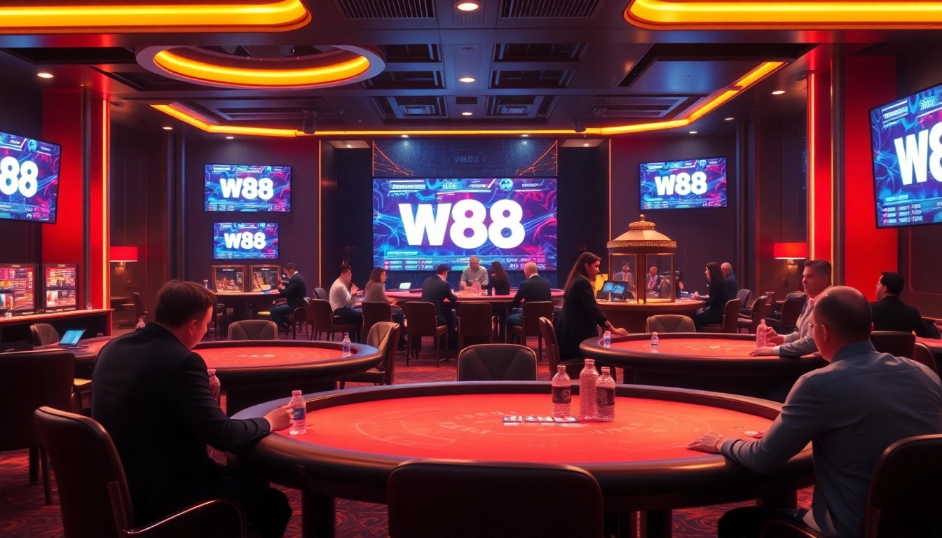 Experience immersive online betting at w88.nyc with dynamic casino games in a vibrant, modern setting.