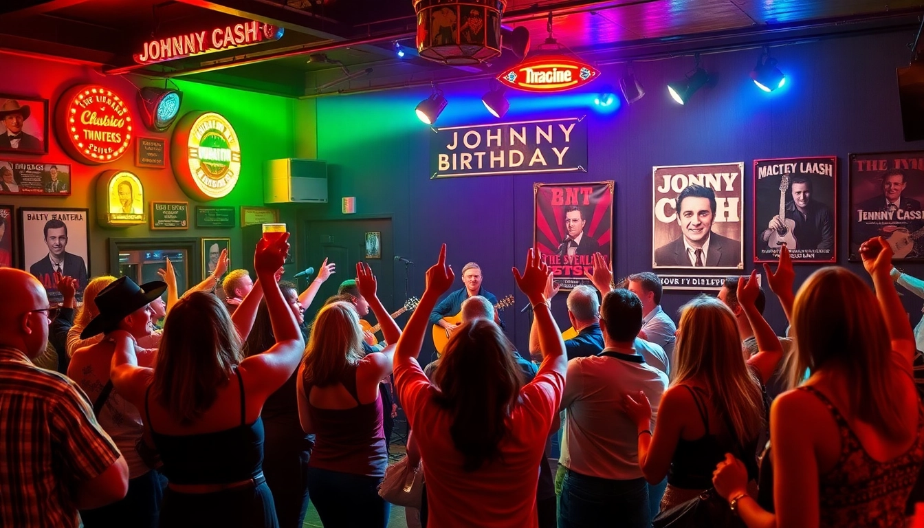 Experience the vibrant atmosphere of a Johnny Cash birthday celebration at johnnycashbirthday.com, with live music and joyful guests.