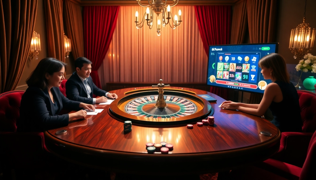 Engaging casino atmosphere highlighting https://s8s8.org/ with vibrant poker action and roulette excitement.