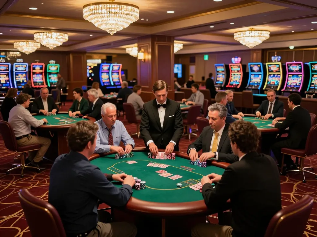 Players enjoying poker games at NET88's luxurious casino with vibrant atmosphere and dynamic gameplay.