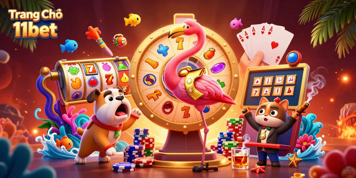Engaging scene showcasing Trang Chủ 11bet with a vibrant game show host, excited contestant, and dynamic gambling elements.