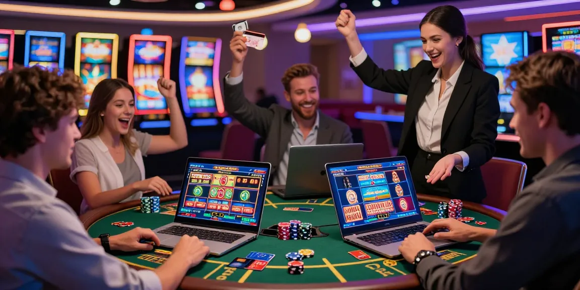 Engaging scene of online casinos that accept credit cards with diverse players enjoying various casino games.
