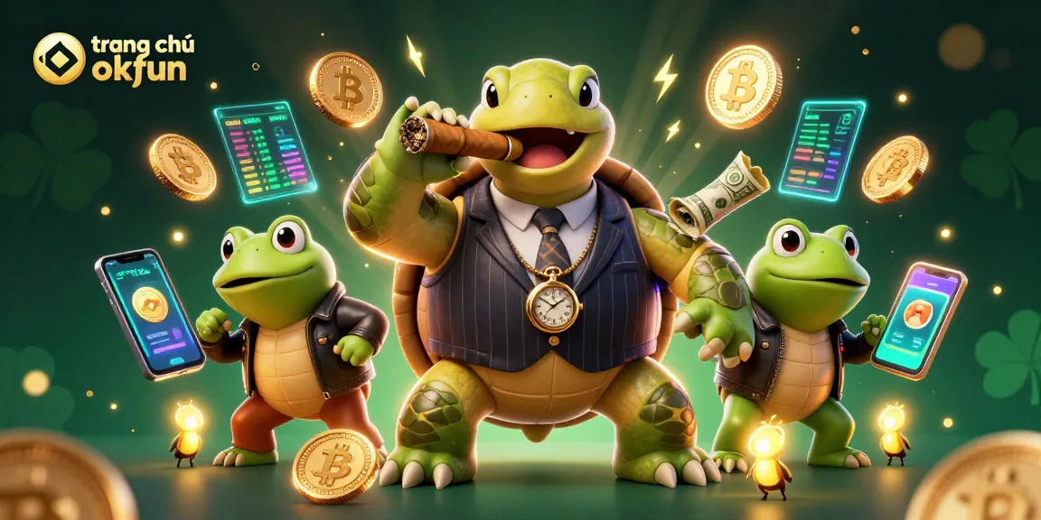 Experience the excitement of betting at trang chủ okfun with a vibrant 3D casino scene featuring unique characters.